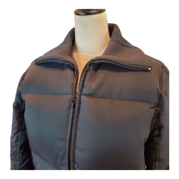 GAP SZ L Women's Goose Down Filled Zippered Puffer Winter Coat Jacket in Black - Picture 3 of 8
